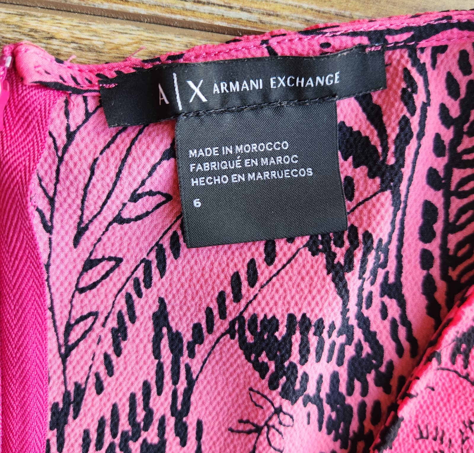 Armani Exchange Paisley Mermaid Hem Mini Dress Short Sleeve Pink Black Women's 6 - Thumbnail 9