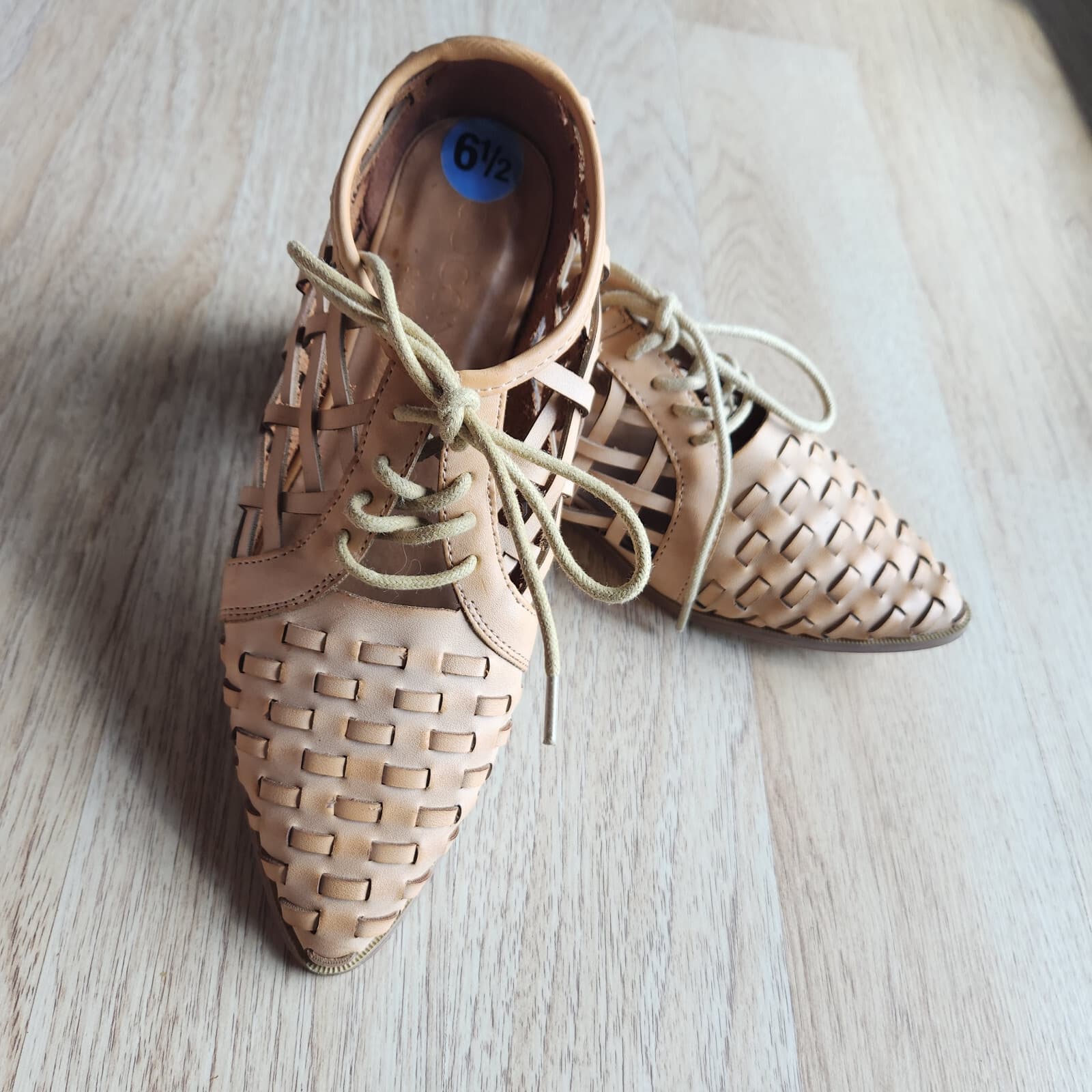 Coconuts By Matisse Gimlet Woven Boho Oxford Sandals Lace Beige Women's US6.5 - Thumbnail 4