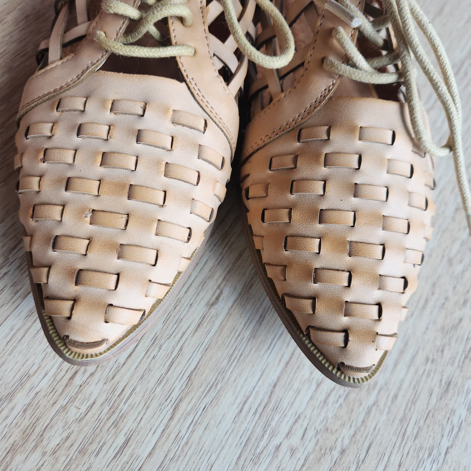 Coconuts By Matisse Gimlet Woven Boho Oxford Sandals Lace Beige Women's US6.5 - Thumbnail 5