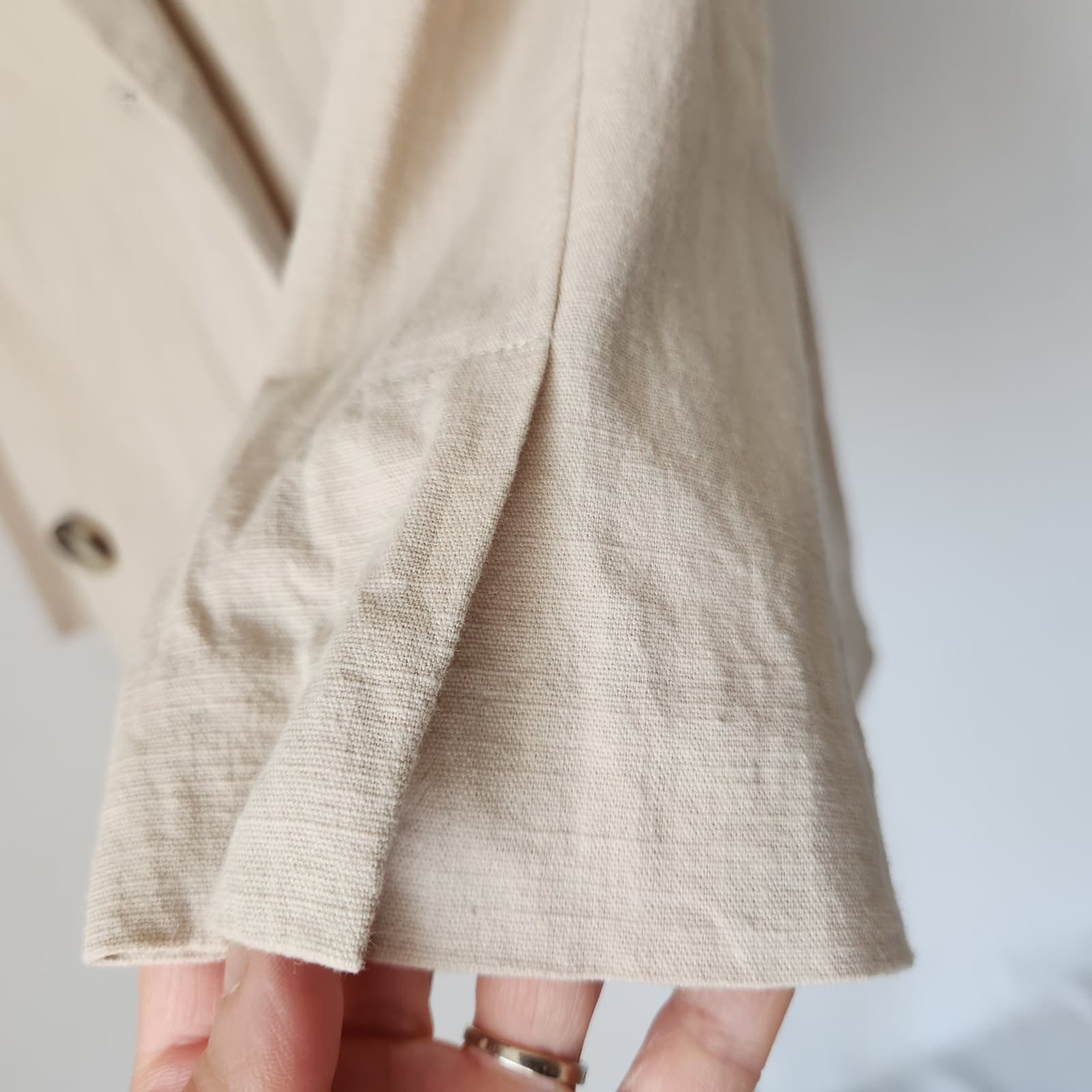 CECIL McBEE Japan Double Breast Blazer Pocket Cotton Blend Beige Women's F - Thumbnail 4