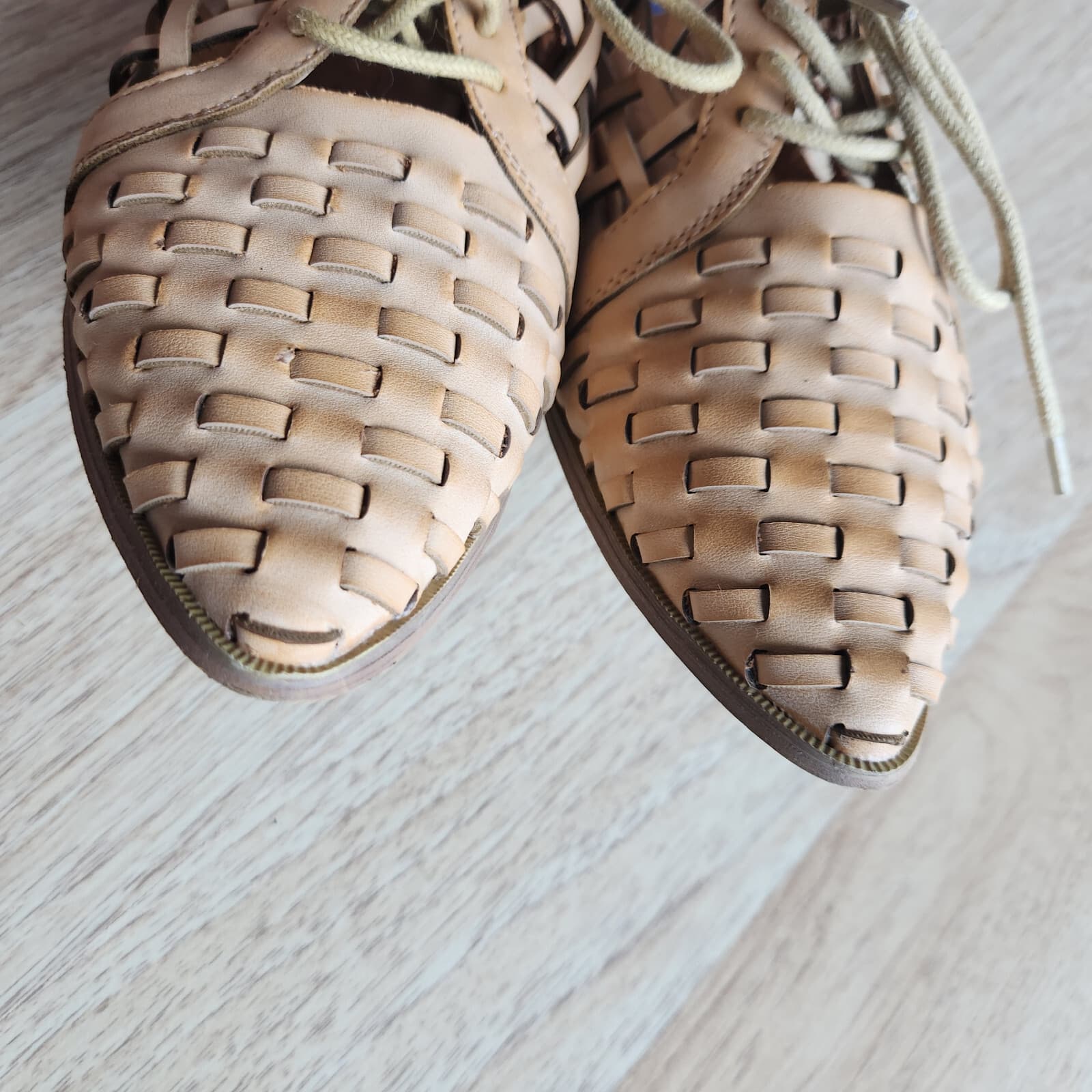 Coconuts By Matisse Gimlet Woven Boho Oxford Sandals Lace Beige Women's US6.5 - Thumbnail 10