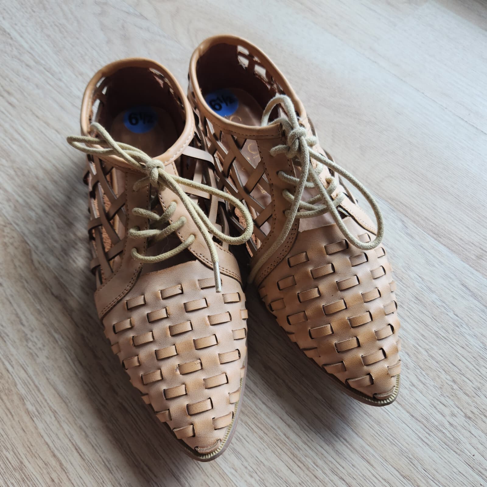 Coconuts By Matisse Gimlet Woven Boho Oxford Sandals Lace Beige Women's US6.5 - Thumbnail 3