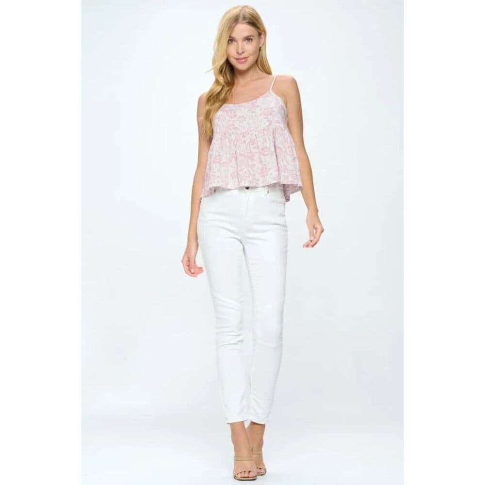 Floral Print Cami Crop Top - Thumbnail 4