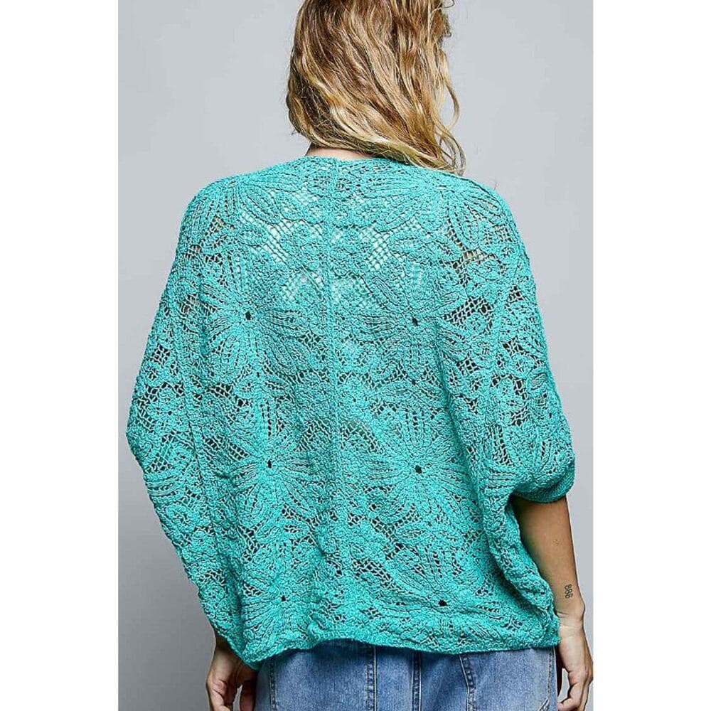 POL Elegant Crochet Cardigan - Black - Thumbnail 5