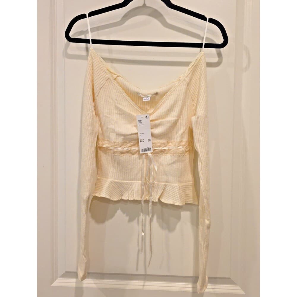 Urban Outfitters Cream Ribbed Top