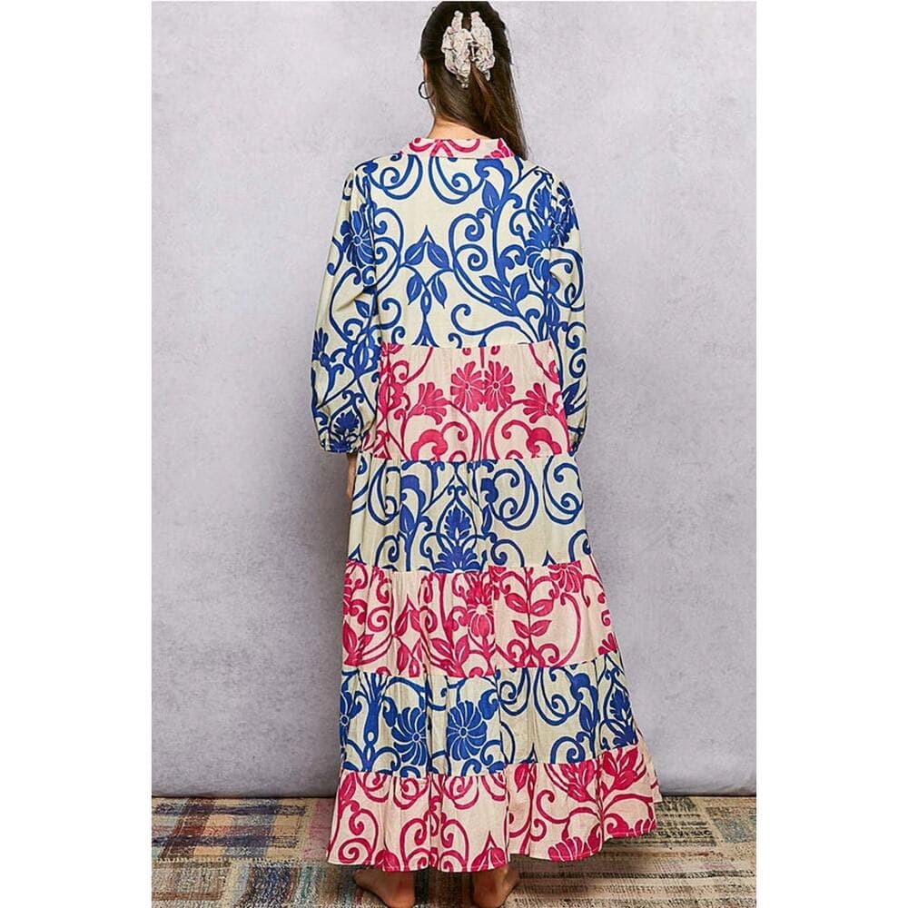 POL Button-Front Bold Colorful Casual Dress - Thumbnail 5