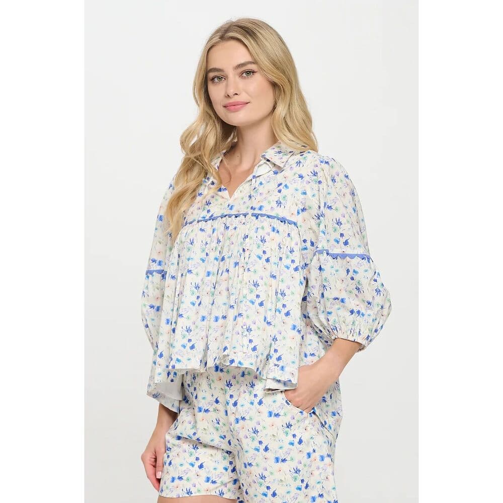 Aegean Bloom Long Sleeve Top - Thumbnail 5