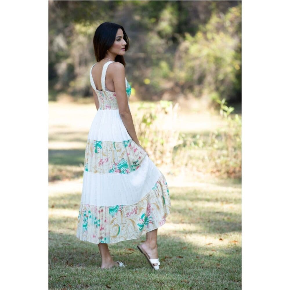 White Tiered Boho Maxi Dress - Thumbnail 2