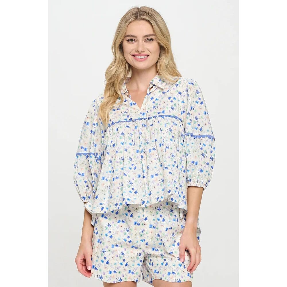 Aegean Bloom Long Sleeve Top - Thumbnail 3