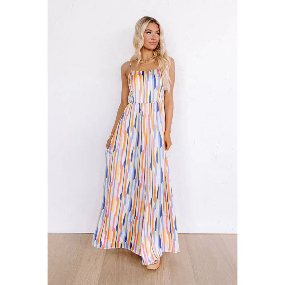 Satin Stripe Jumpsuit - Thumbnail 2