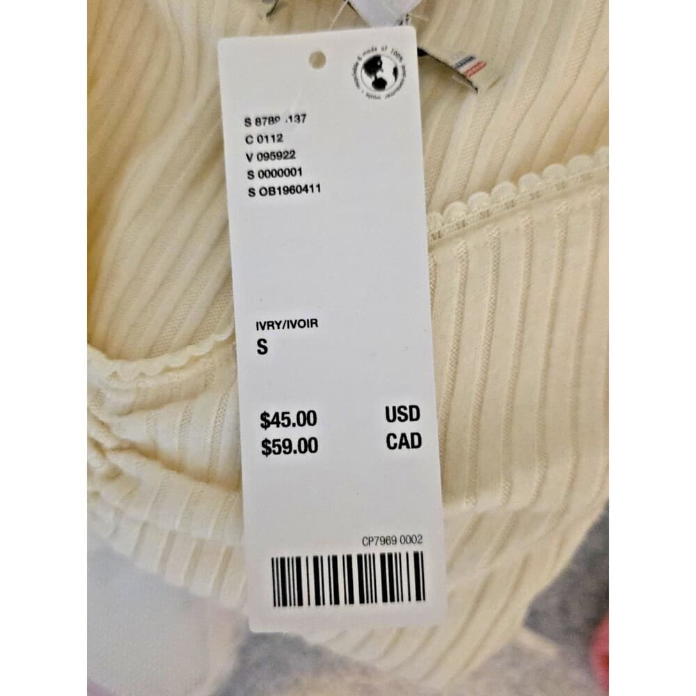 Urban Outfitters Cream Ribbed Top - Thumbnail 2