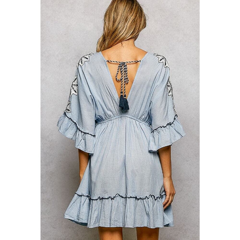 POL Light Denim Dress - Thumbnail 2