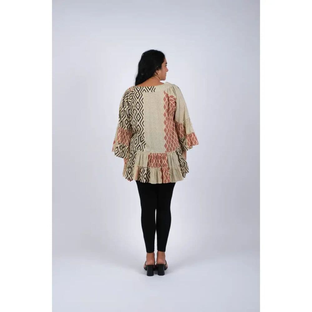 Abstract Mocha Patchwork Tunic - Thumbnail 3