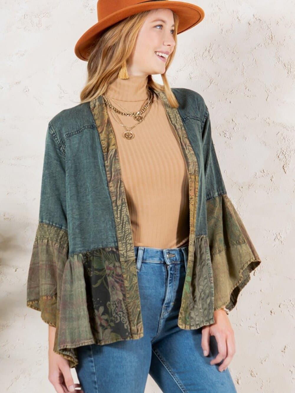 Western Boho Chic Tiered Patchwork Top - Thumbnail 2