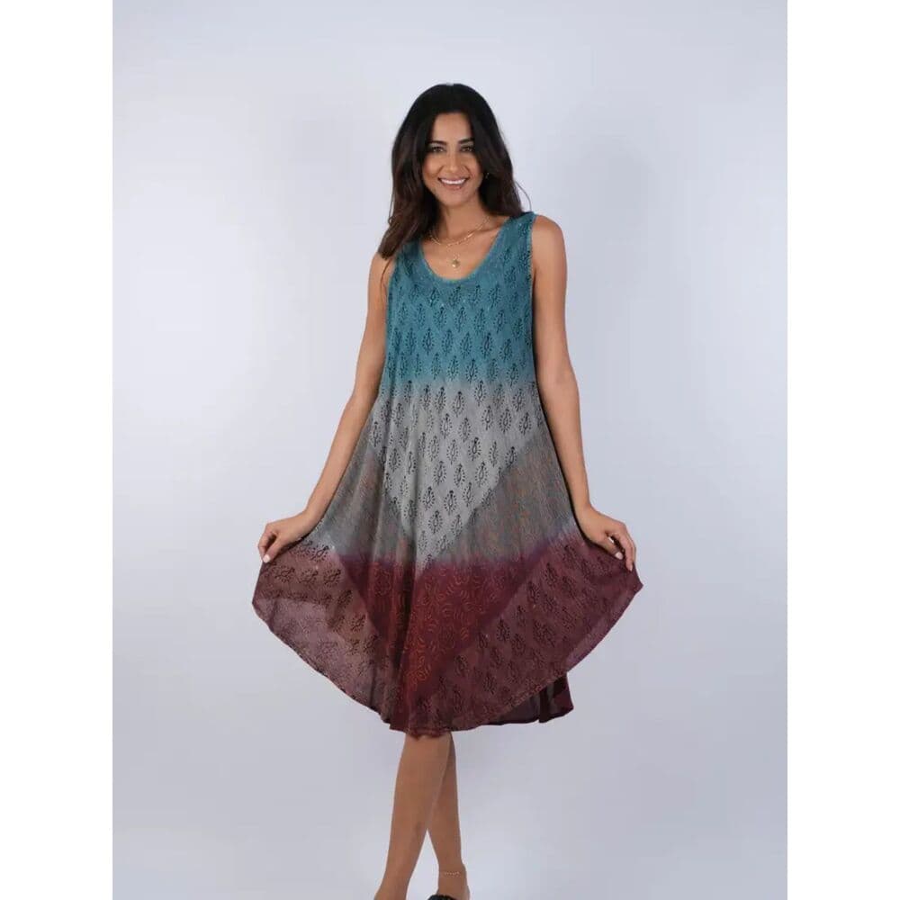 Tie Dye Umbrella Dress - Boho Handkerchief Hem