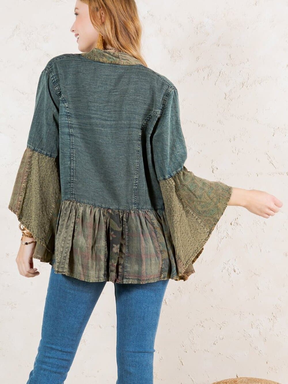 Western Boho Chic Tiered Patchwork Top - Thumbnail 4