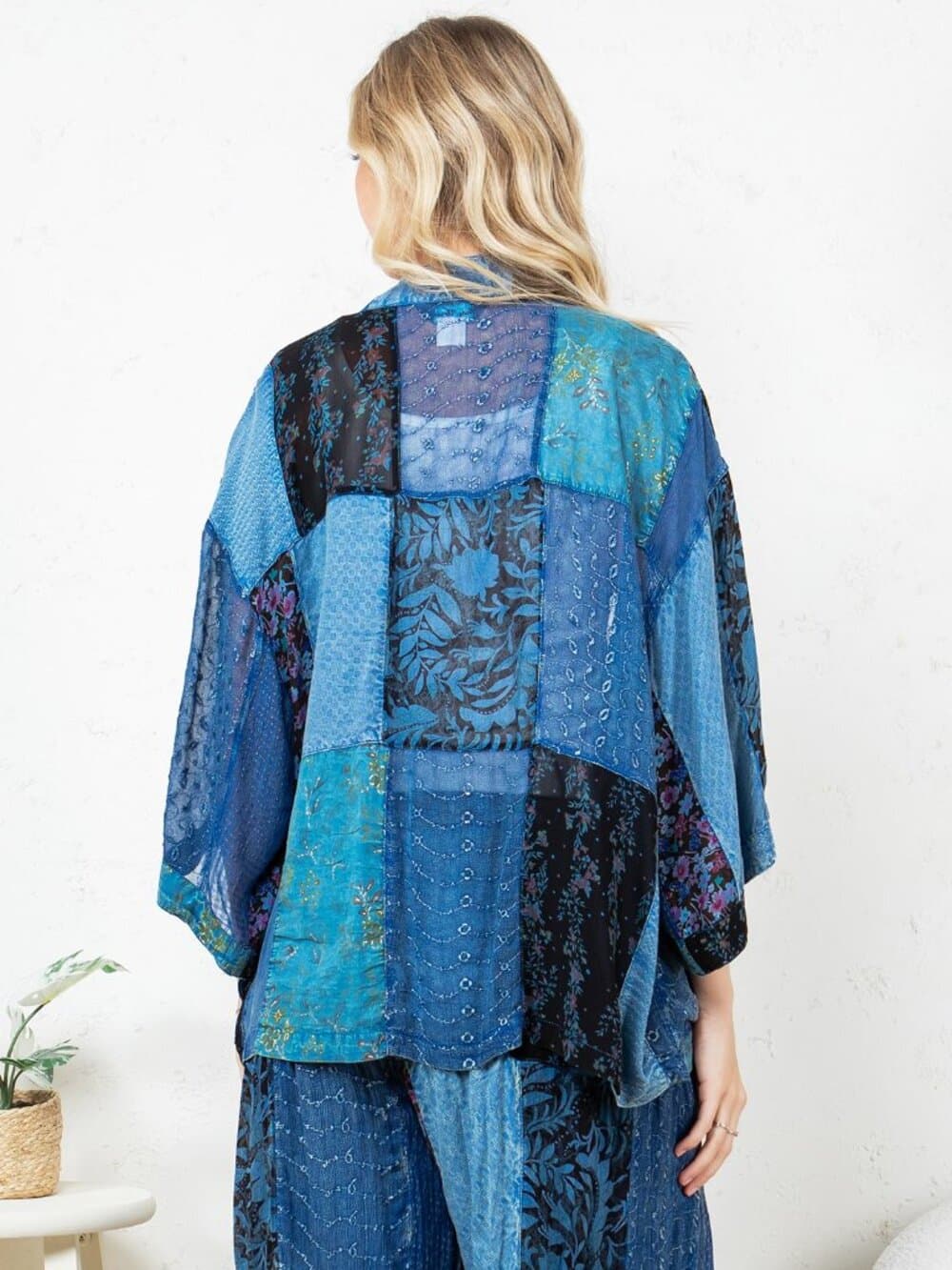 Western Kimono Top In Overdyed Mix N Match Patches - Thumbnail 3