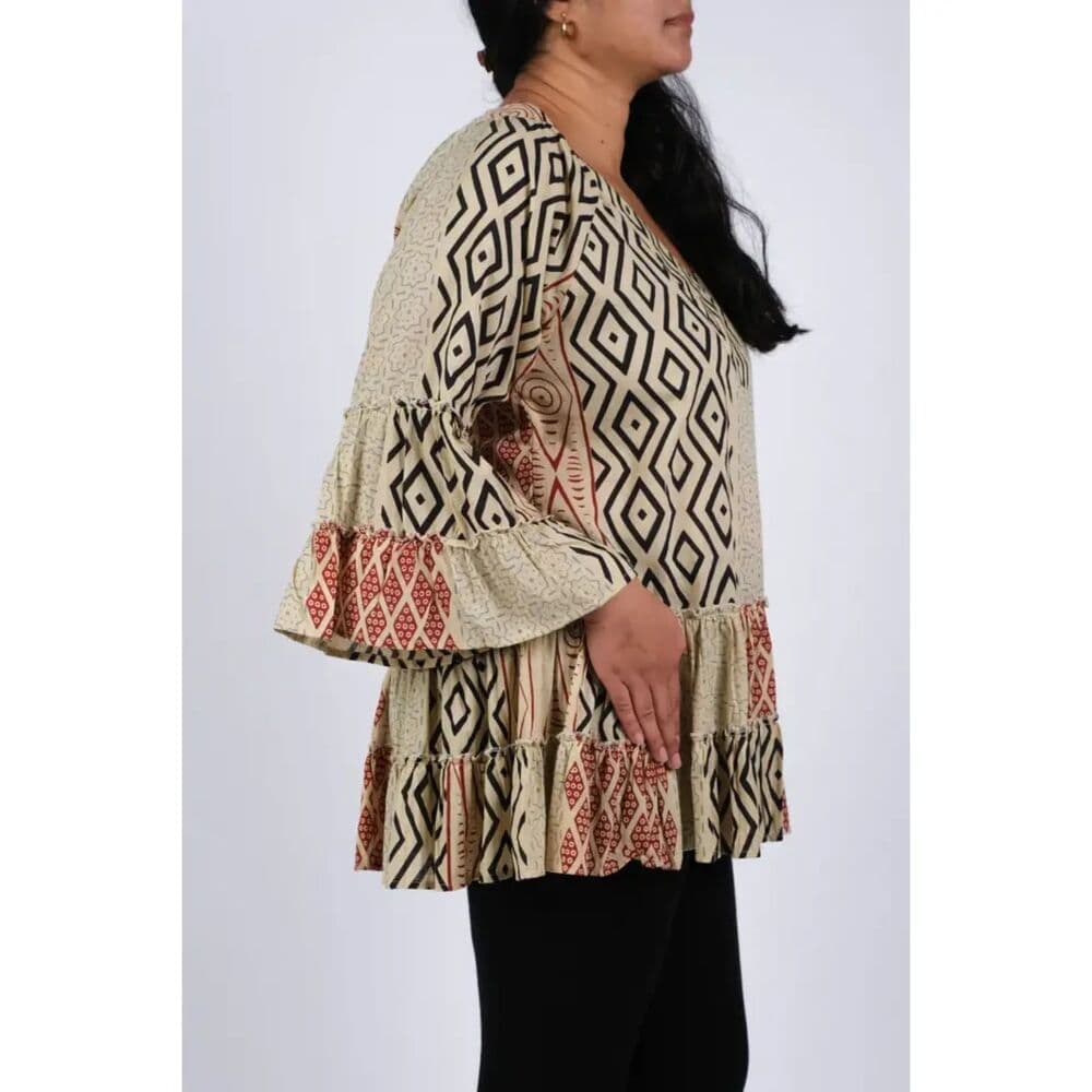 Abstract Mocha Patchwork Tunic - Thumbnail 2