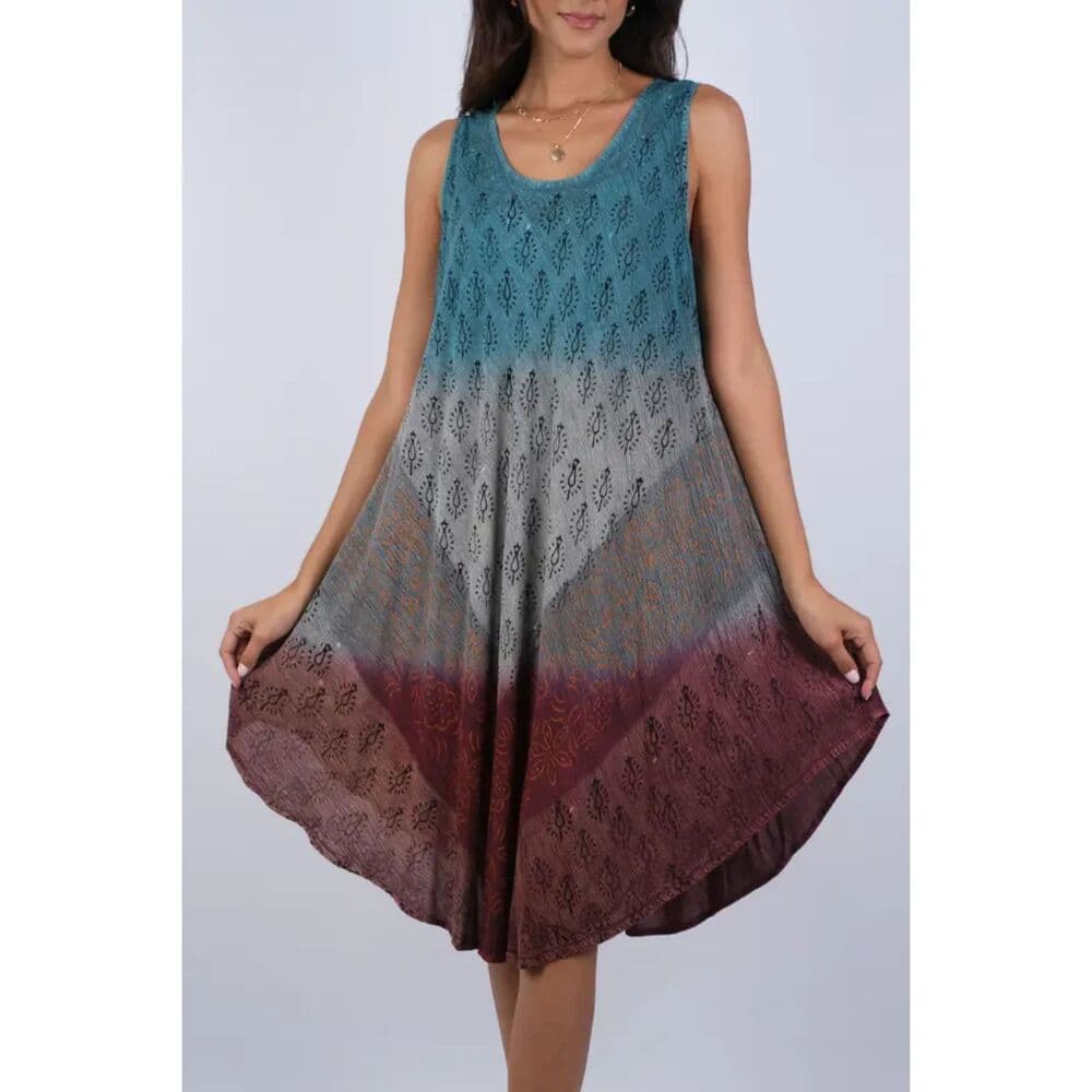 Tie Dye Umbrella Dress - Boho Handkerchief Hem - Thumbnail 2