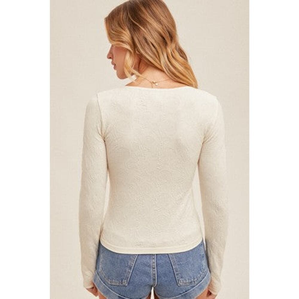 Floral Textured Jacquard Seamless Cardigan - Thumbnail 3