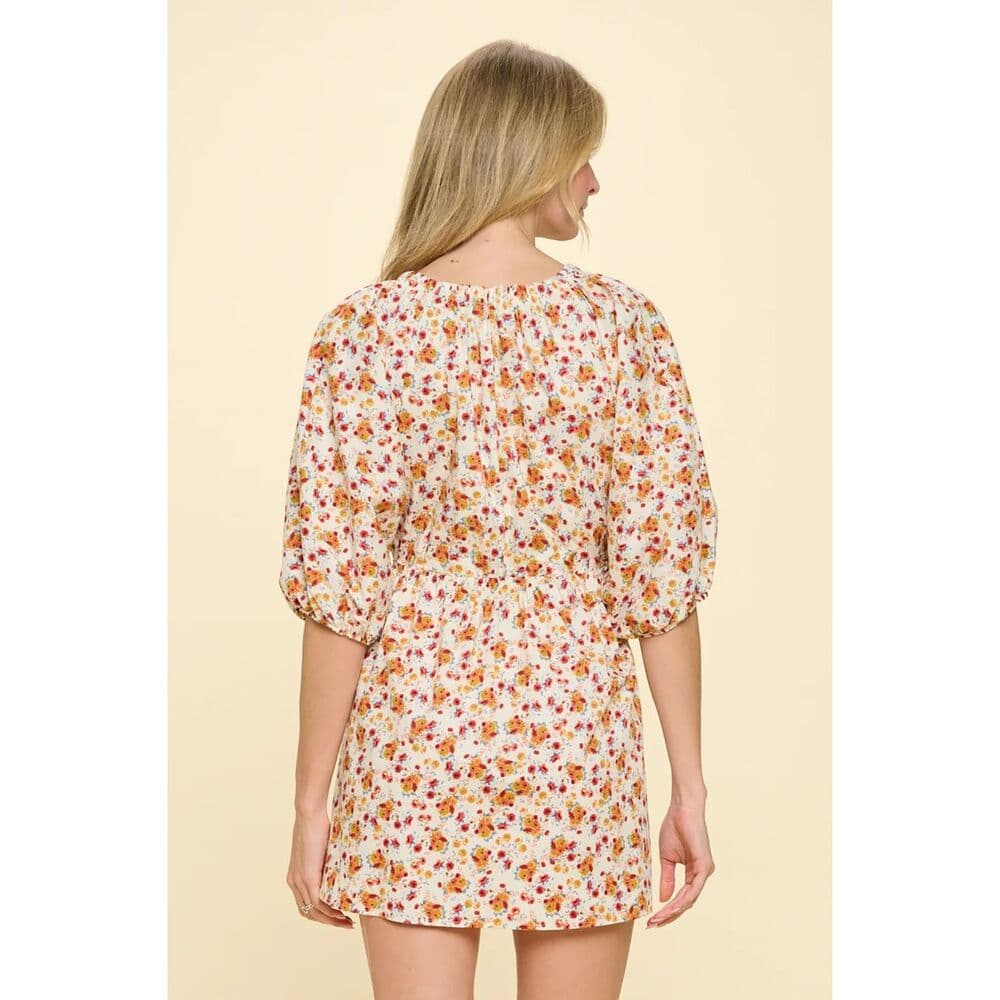 White Orange Resort Floral Dress - Thumbnail 2