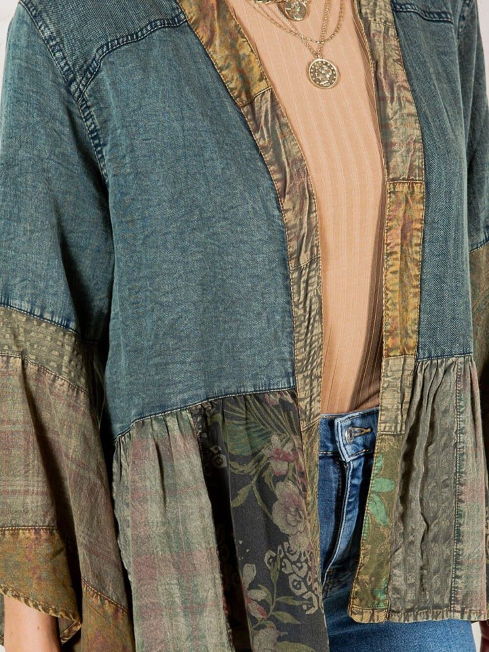 Western Boho Chic Tiered Patchwork Top - Thumbnail 3