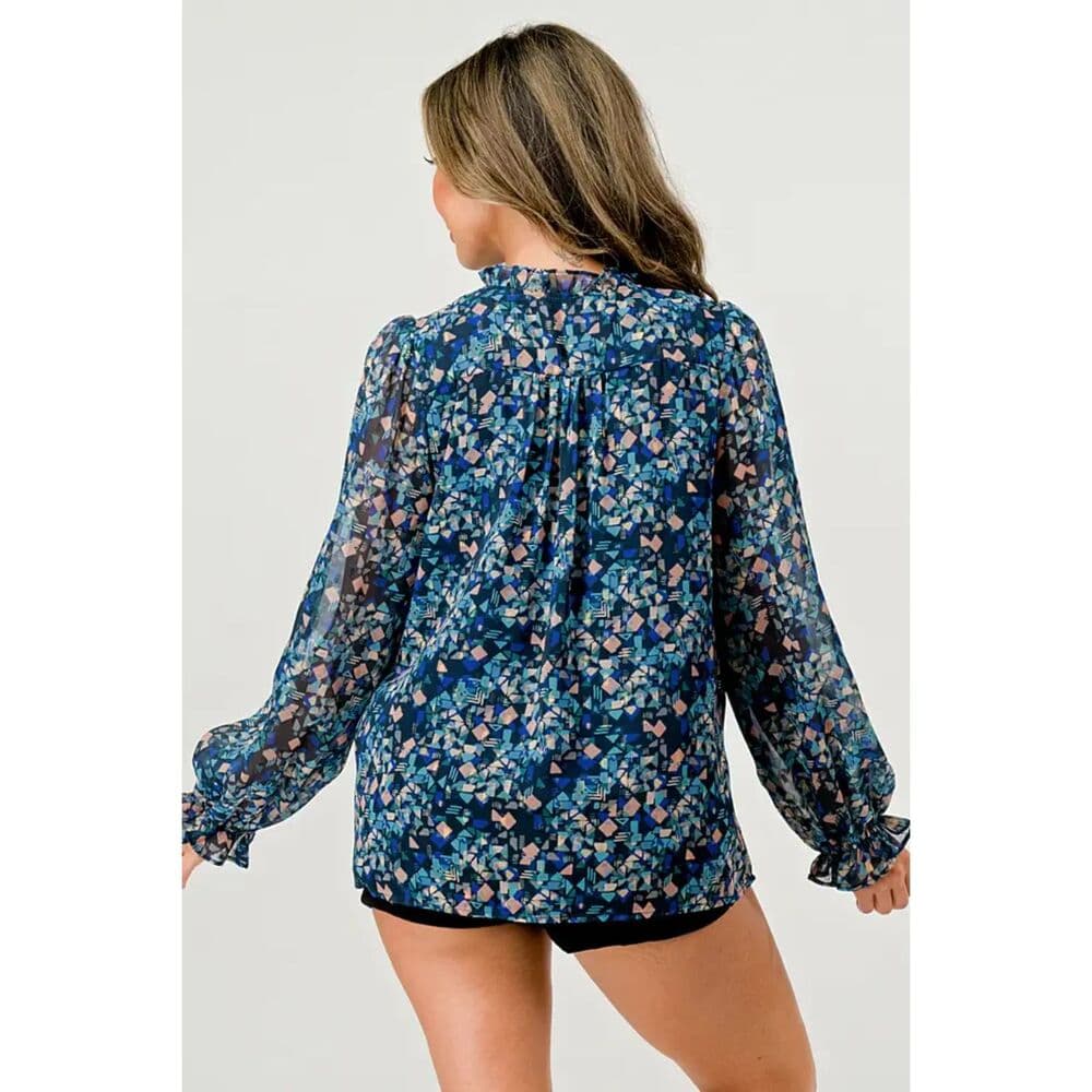 Pleats Detail Long Sleeve Pop Over Blouse - Thumbnail 2