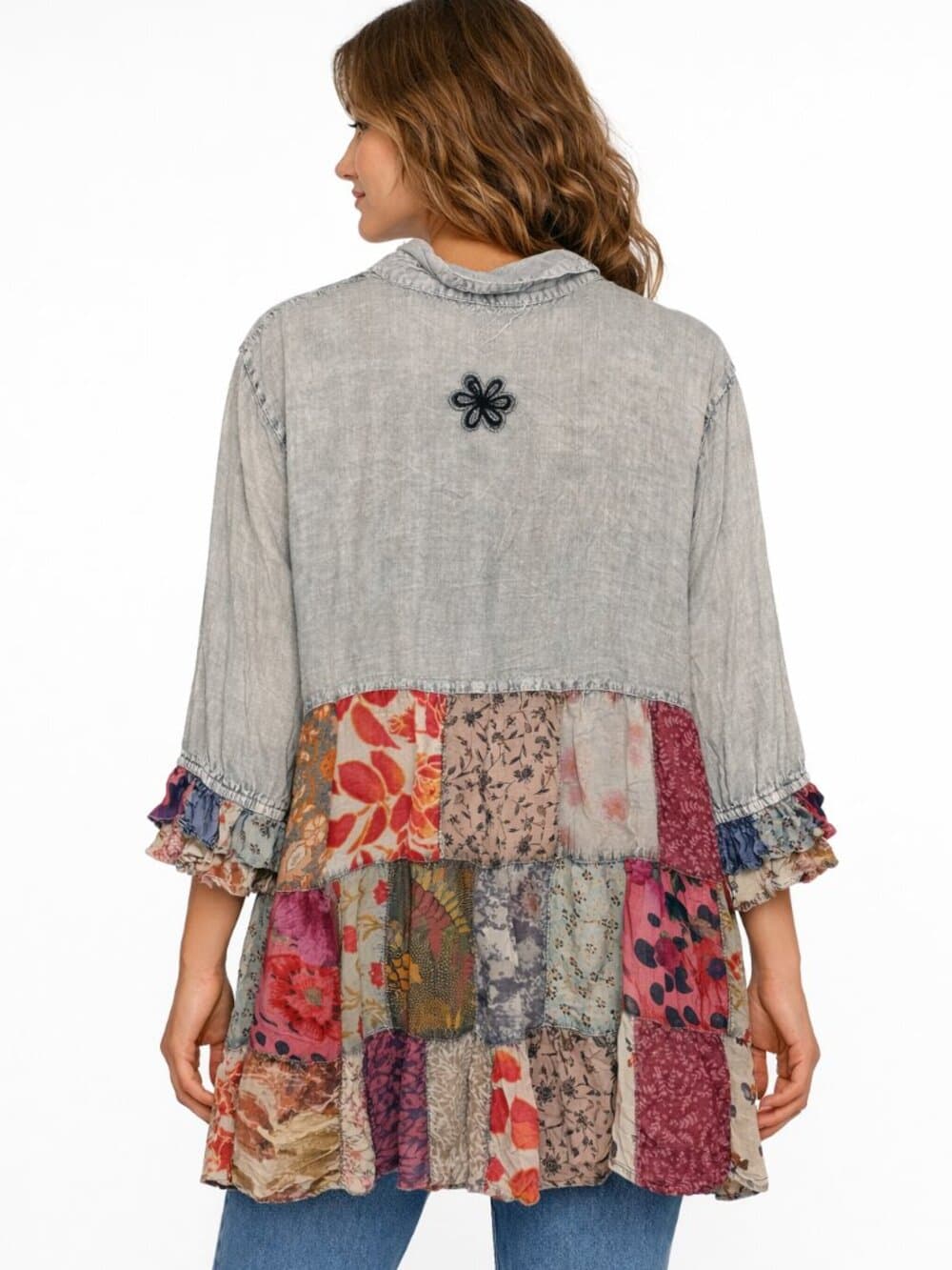 Women’S Mexican Embroidery Blouse Gathered Waist Shirt - Thumbnail 10