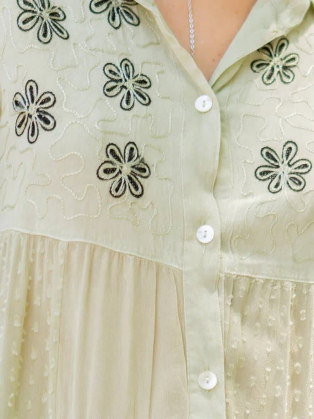 Women’S Mexican Embroidery Blouse Gathered Waist Shirt - Thumbnail 8