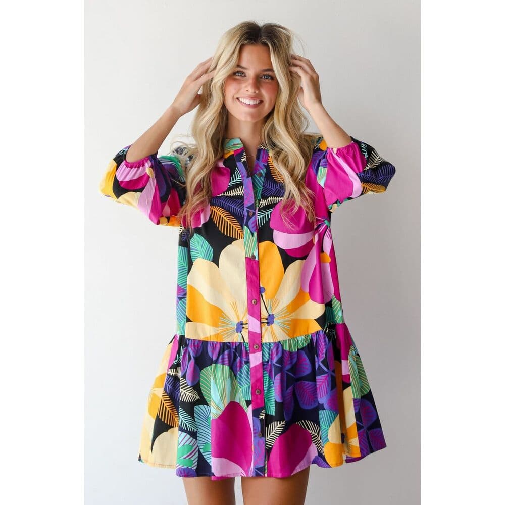 Exemplary Charm Multicolored Floral Mini Dress.