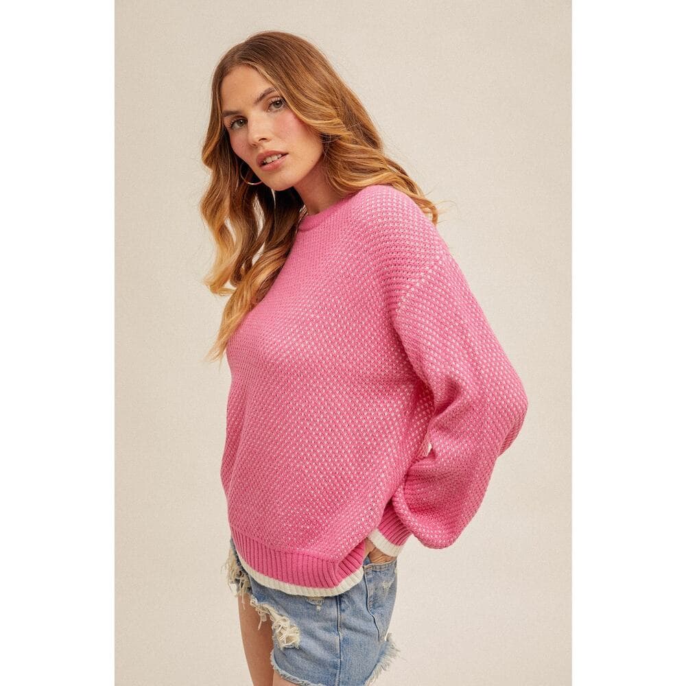 Crew Neck Oversized Bubble Sleeve Sweater - Thumbnail 2