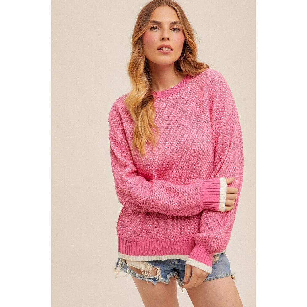 Crew Neck Oversized Bubble Sleeve Sweater - Thumbnail 3