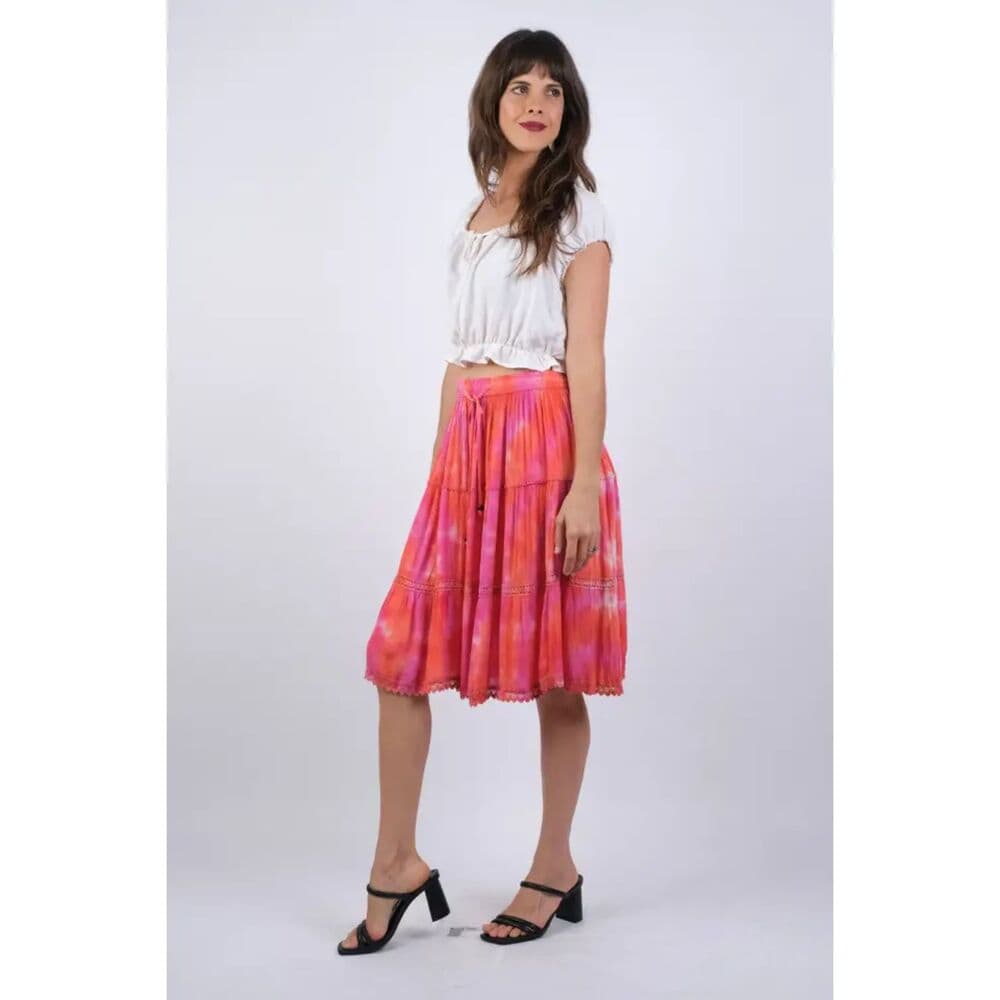Hot Pink & Orange Mid Skirt - Thumbnail 2