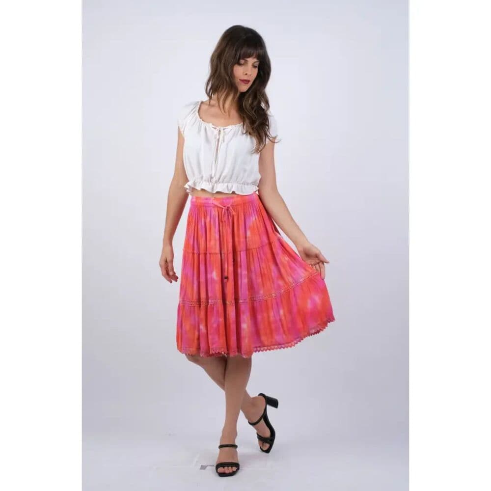 Hot Pink & Orange Mid Skirt