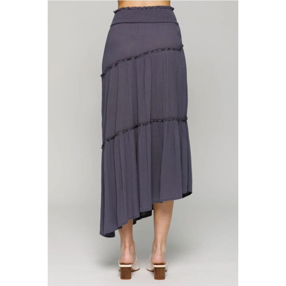 Smocked Waistband Tiered Skirt - Thumbnail 4