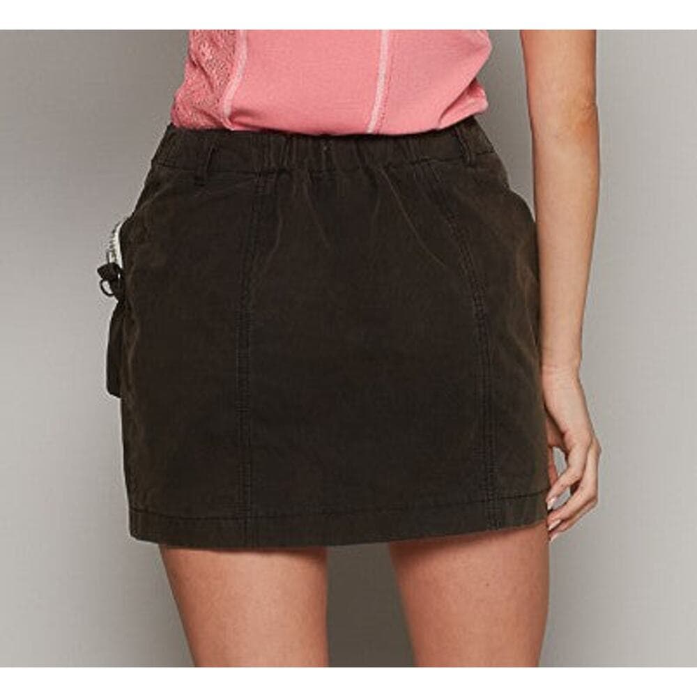POL Cotton Cargo Utility Mini Skirt with Zip Pockets - Olive - Thumbnail 6