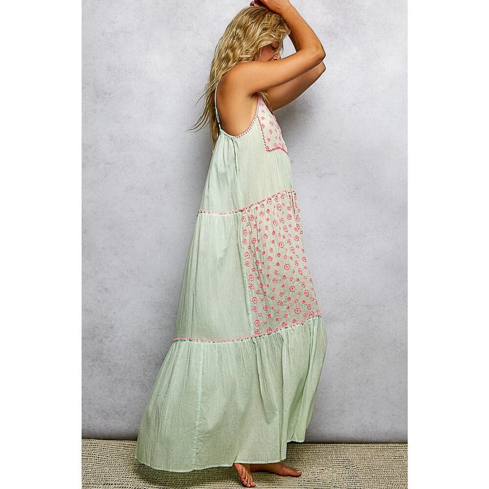 POL Mint Multi Contrast Embroidery Sleeveless Dress - Thumbnail 2