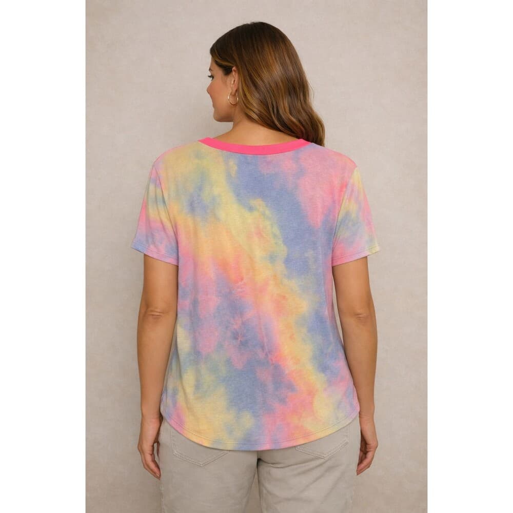 Tie-Dye Pocket Tee in Pink - Thumbnail 2