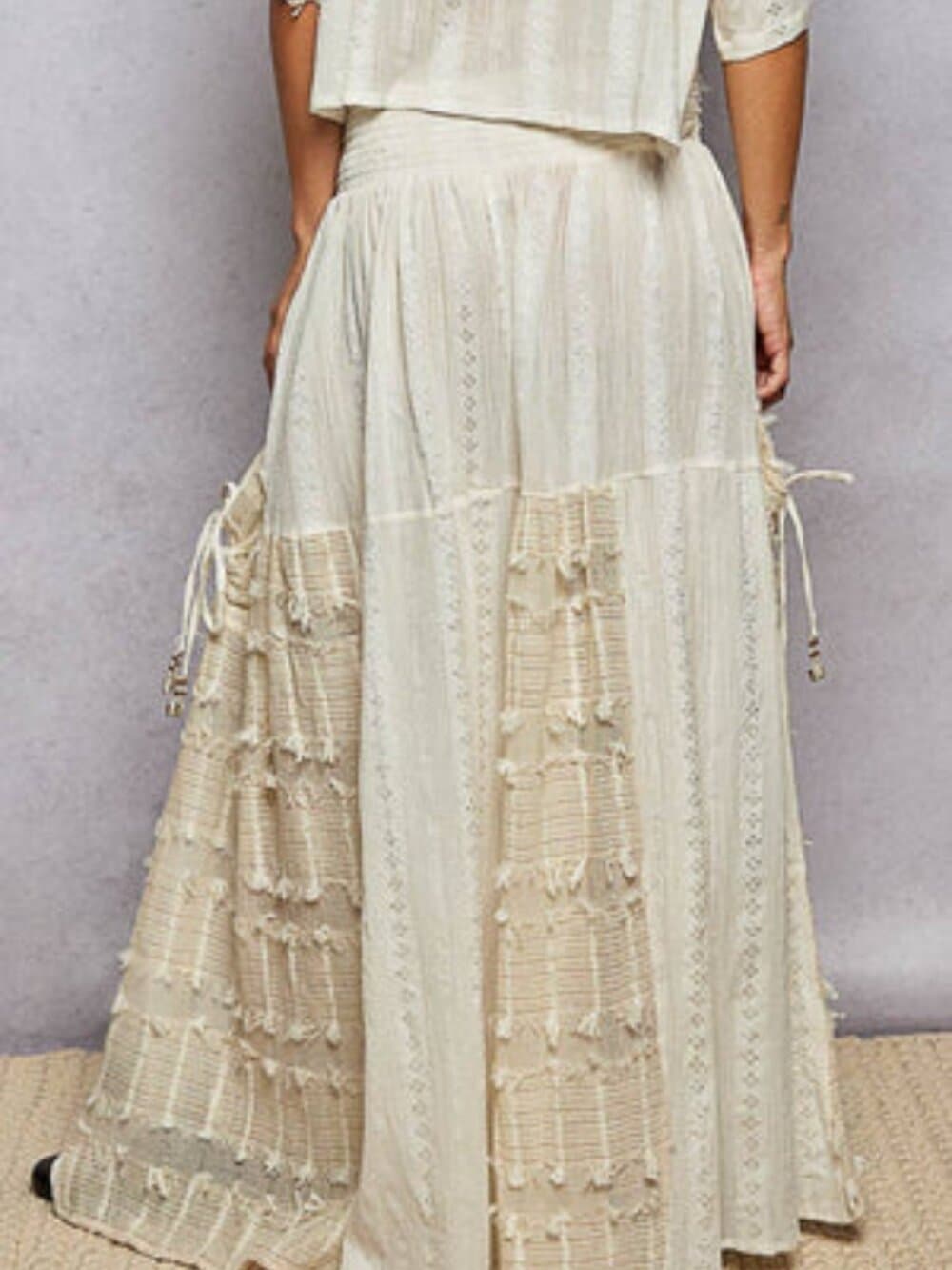 POL Boho Ruffle Contrast Shell Trim Wide Leg Pants - Thumbnail 2