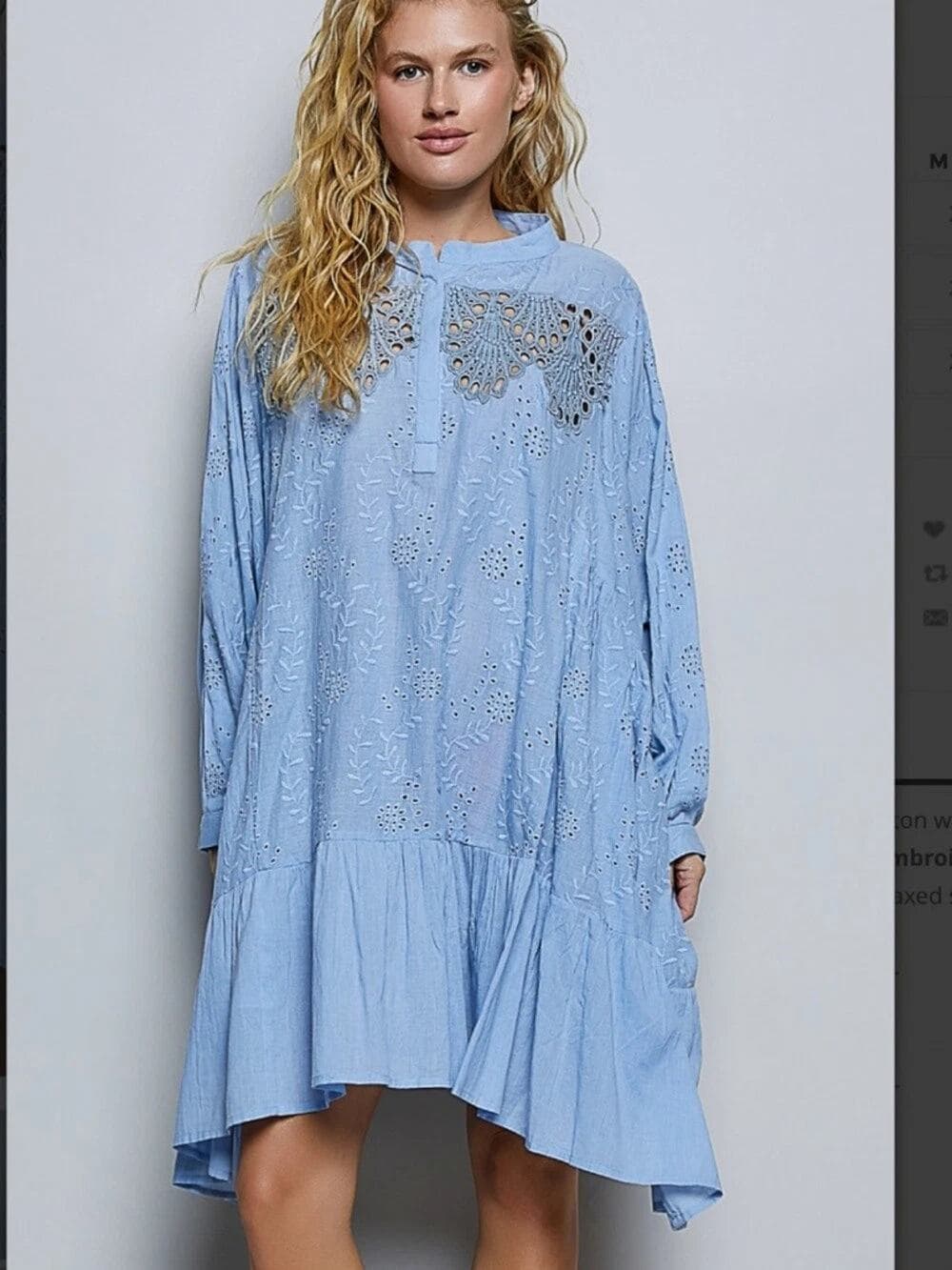 POL Eyelet and Embroidery Detail Dress