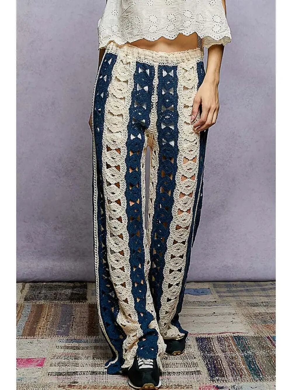 POL Stripe Crochet Pants