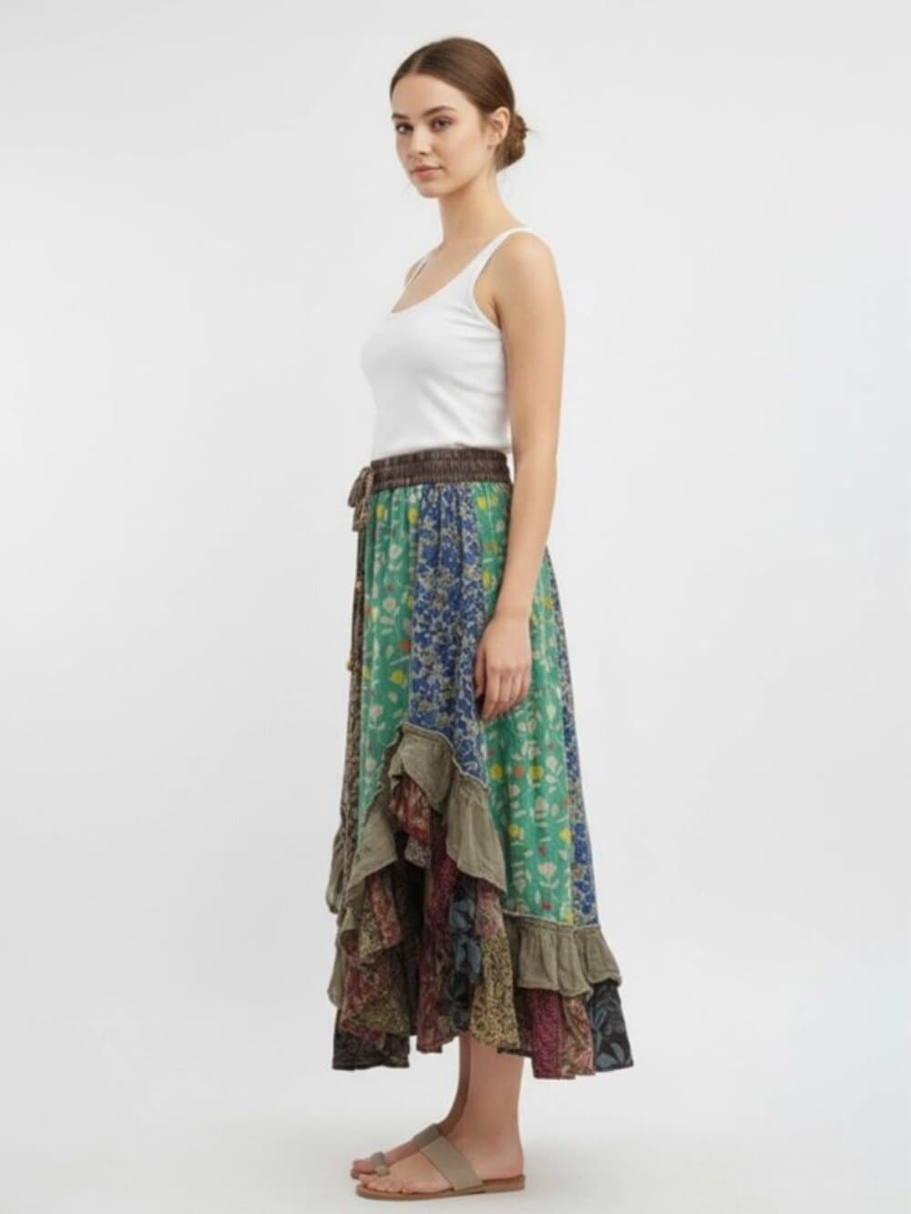 Bohoemia Mid-Length Skirt with Rayon Print - Thumbnail 8