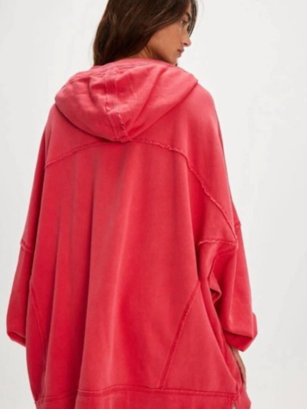 We The Free Red Oversized Women's Hoodie Size Large - Thumbnail 3