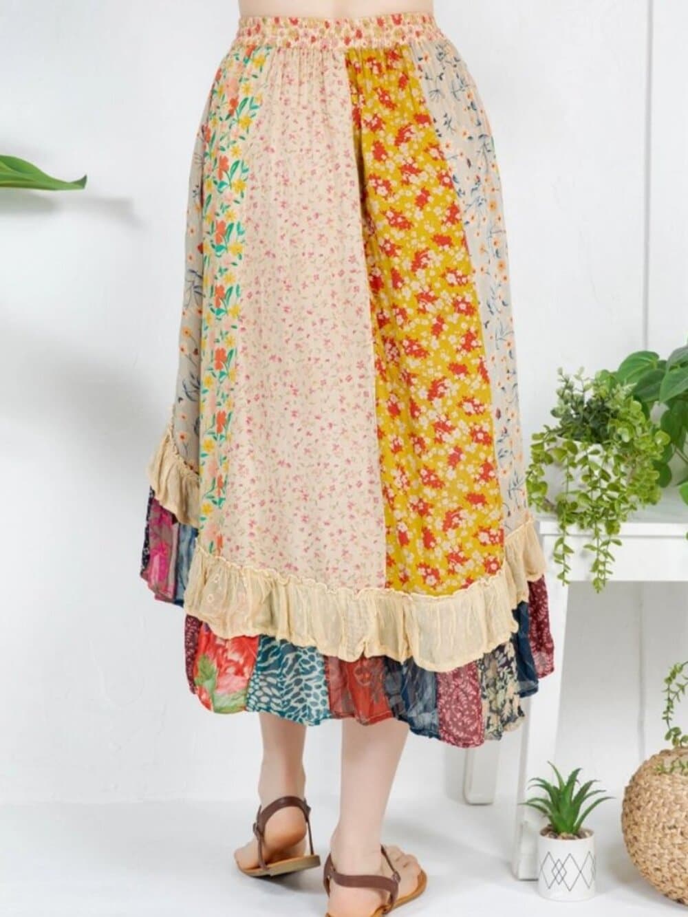 Bohoemia Mid-Length Skirt with Rayon Print - Thumbnail 3