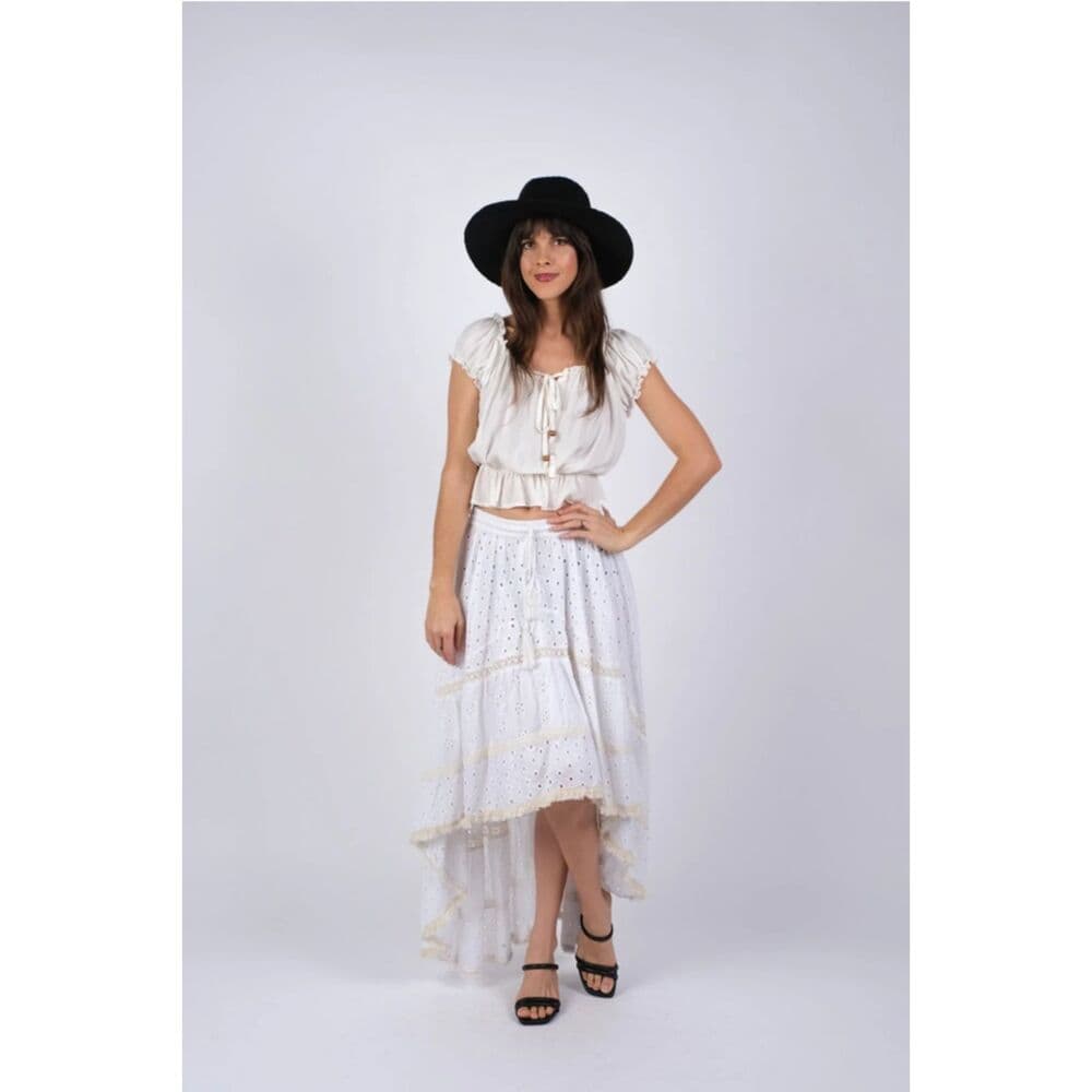 Elegant Grace Dipped Hem Schiffli Skirt - Thumbnail 5
