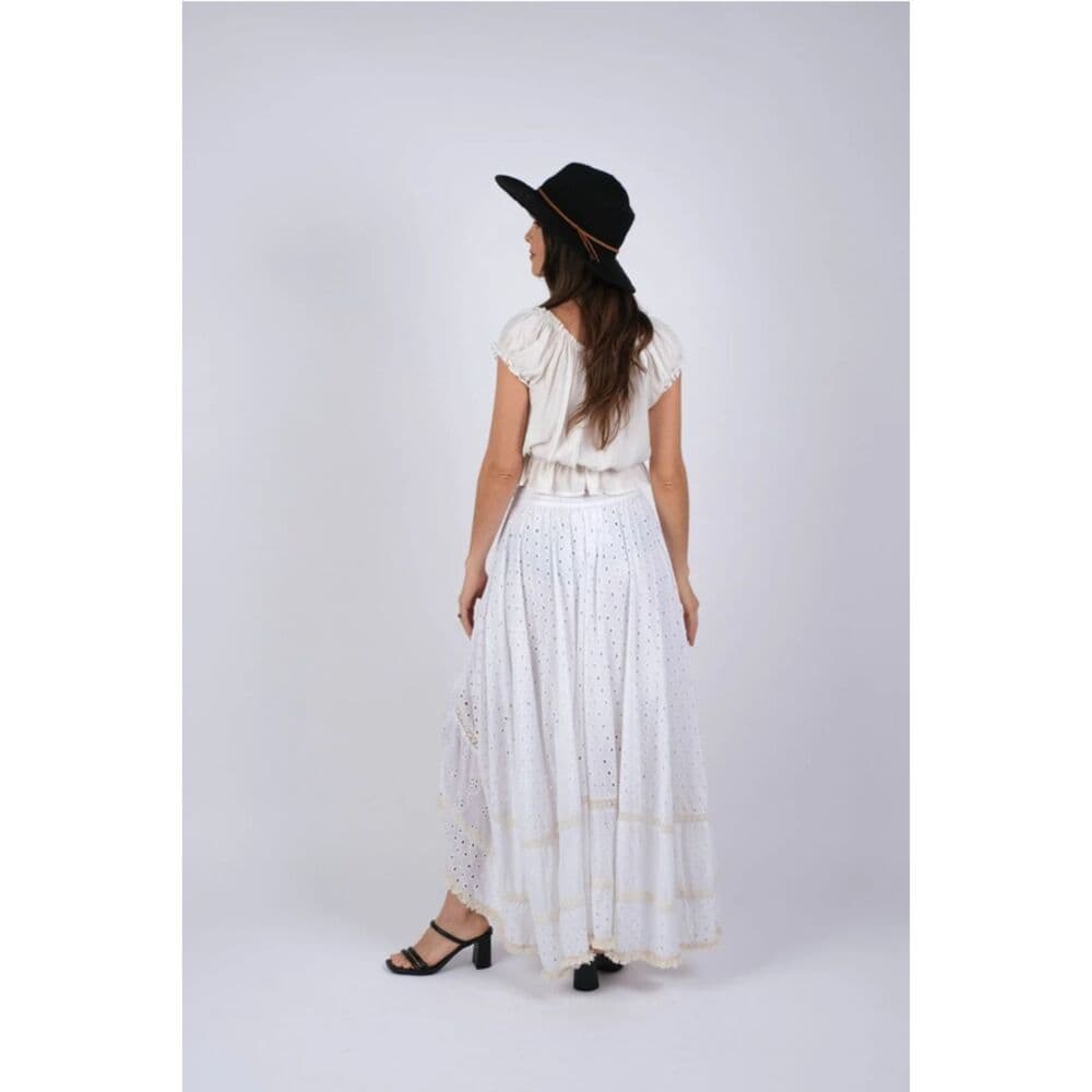Elegant Grace Dipped Hem Schiffli Skirt - Thumbnail 4