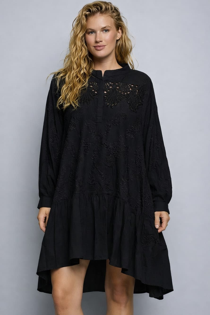 POL Eyelet and Embroidery Detail Dress