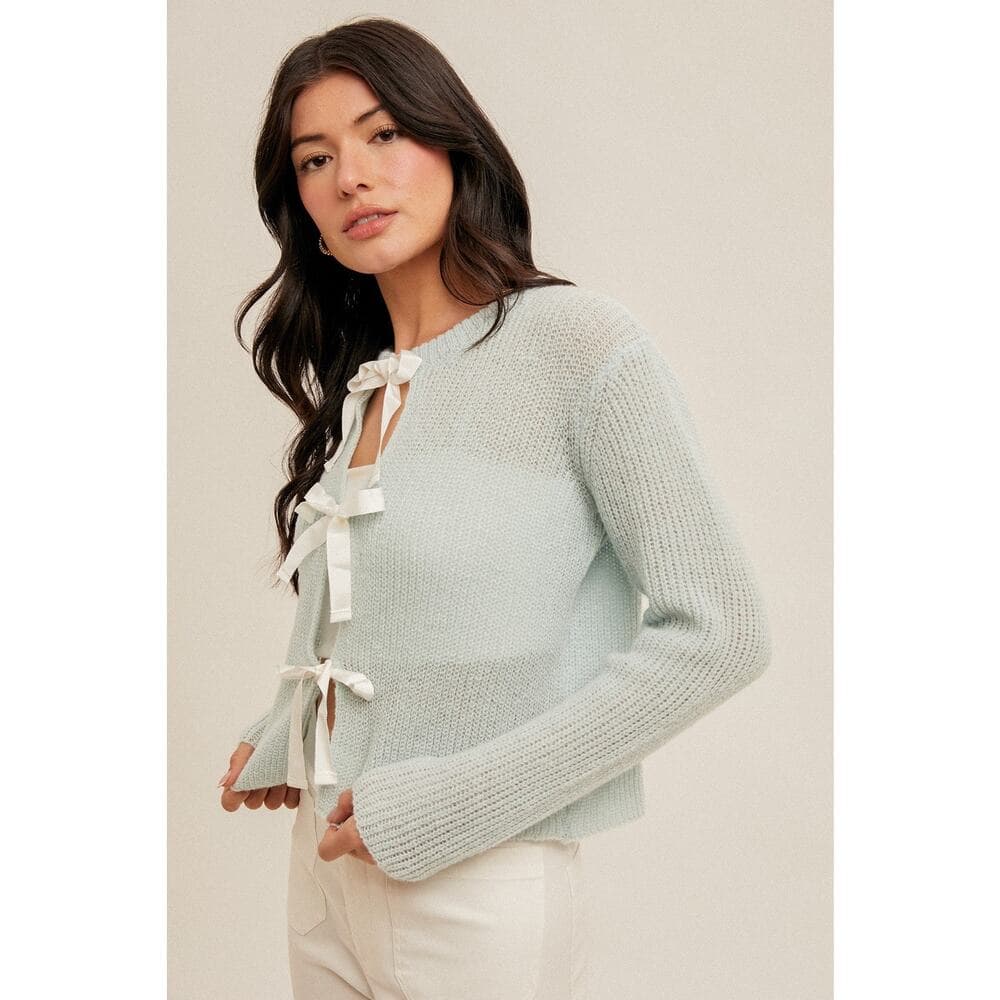 Ribbon Tie Detailed Cardigan - Thumbnail 2