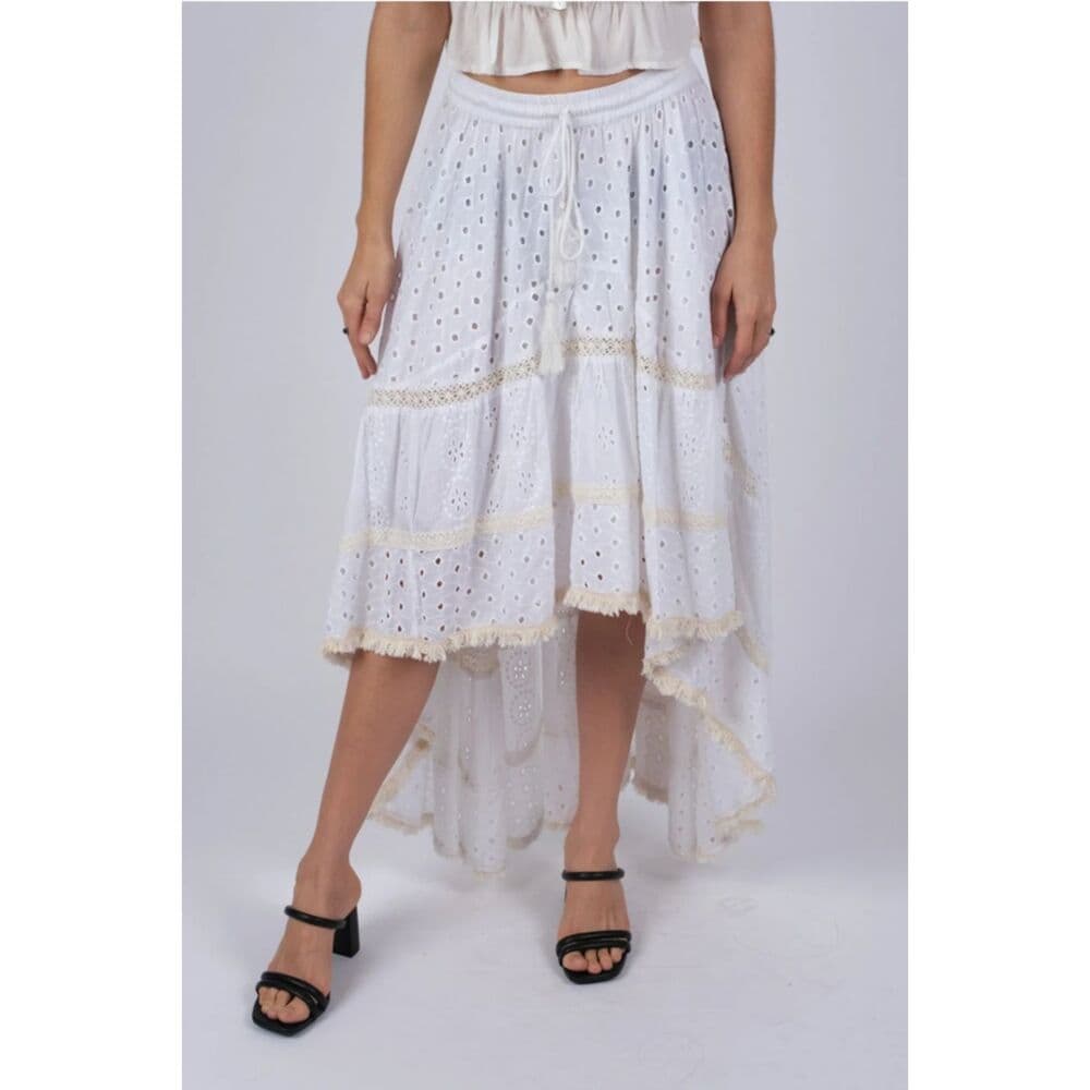 Elegant Grace Dipped Hem Schiffli Skirt