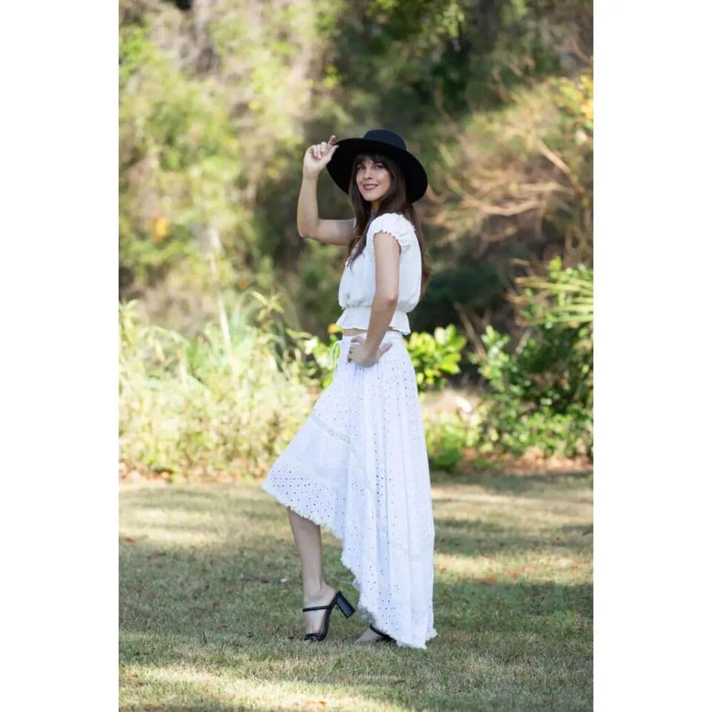 Elegant Grace Dipped Hem Schiffli Skirt - Thumbnail 6